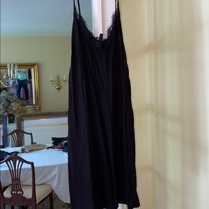 black slip sundress w lace trim